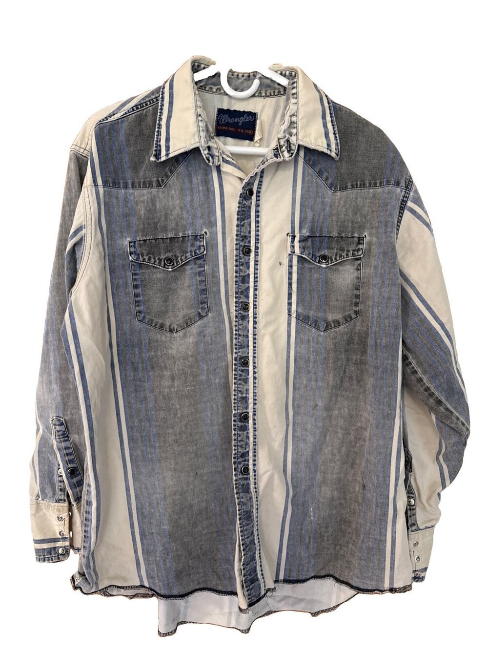 Vintage Wrangler Brushpopper Western Pearl Snap Shirt X-Long T -XL